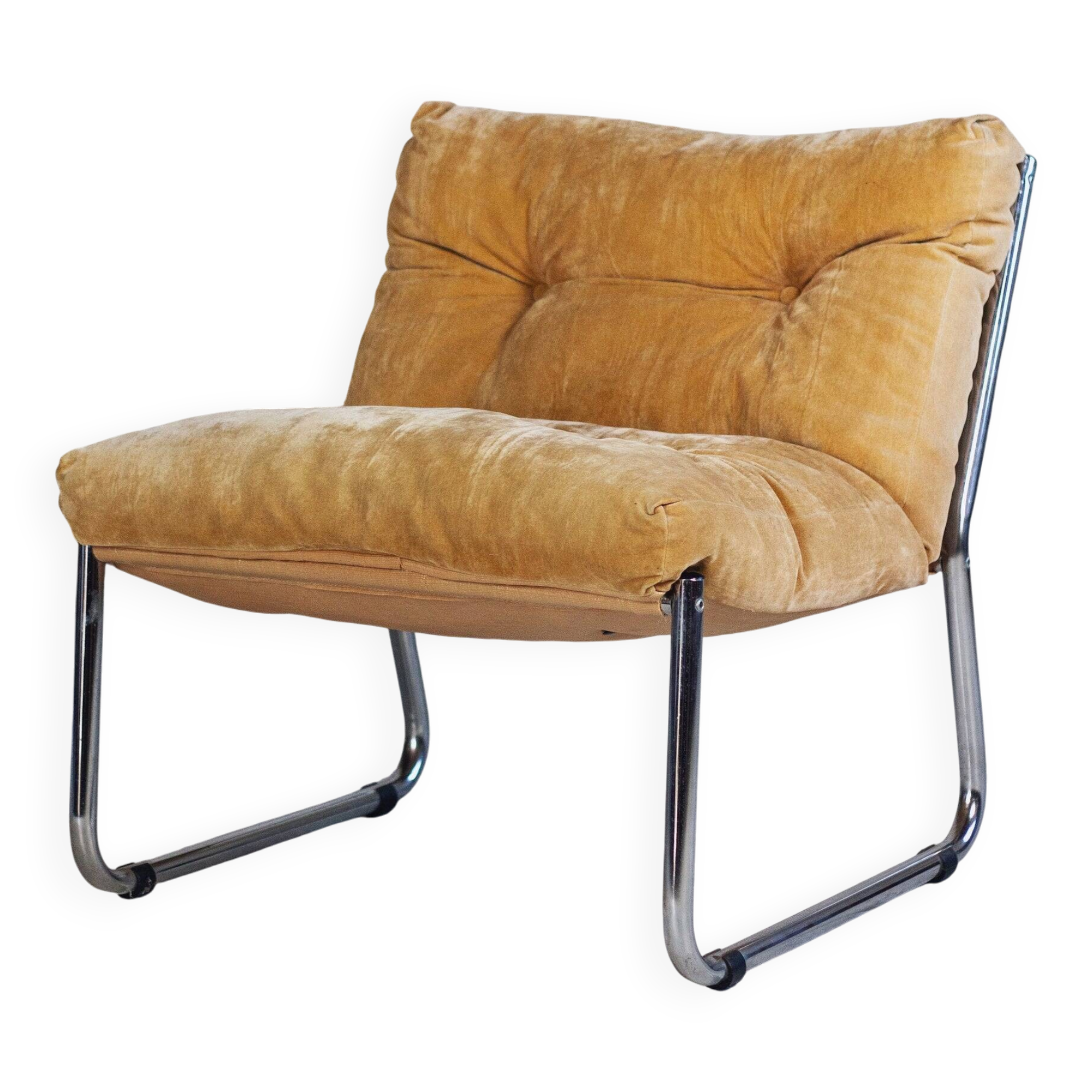 Vintage "Pixi" style armchair in velvet and chrome, 1970
