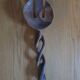 Twisted wooden spoon carved hands vintage folk art
