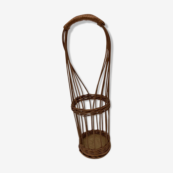 Porte bouteille en osier tressé vintage