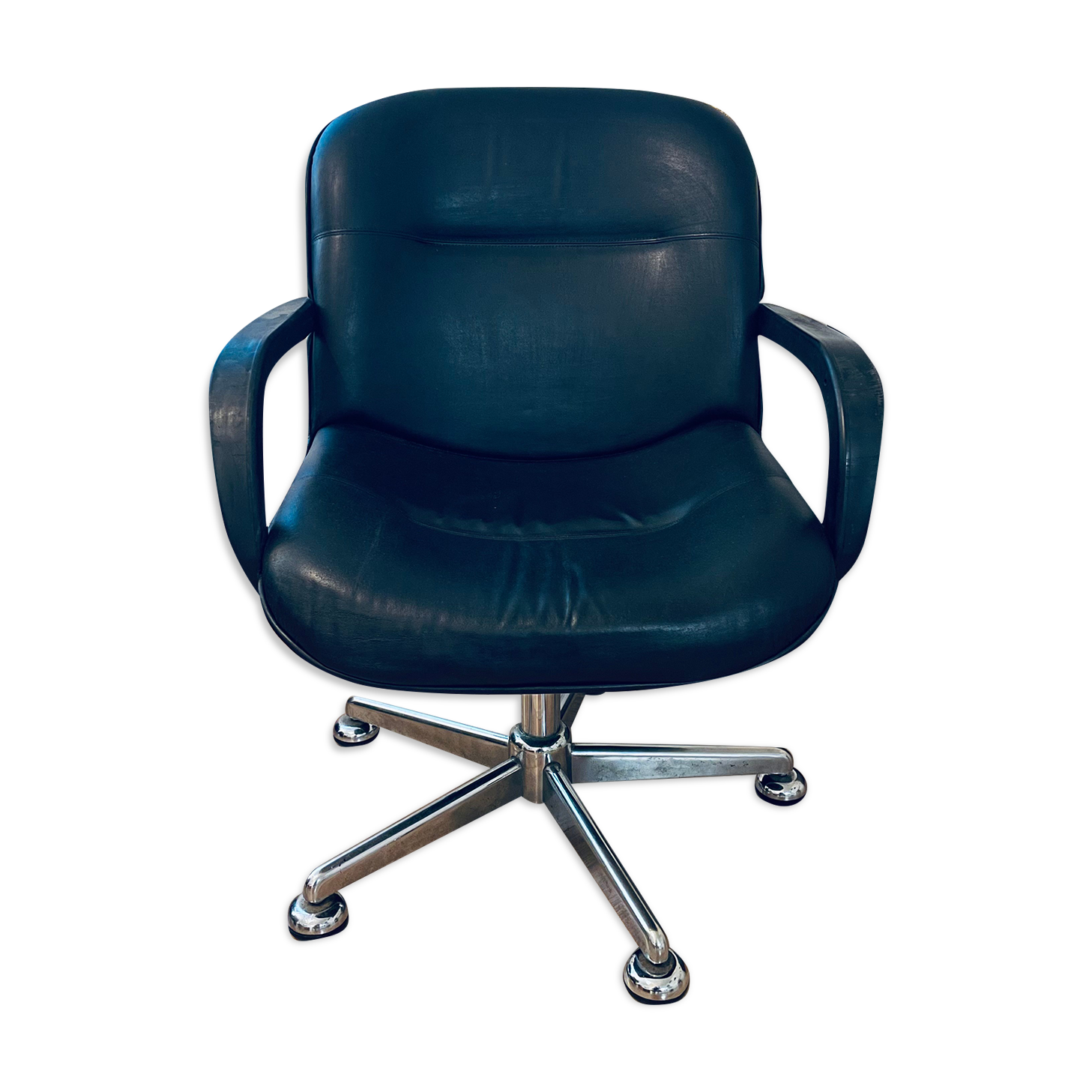 Vintage black leather armchair