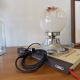 Vintage globe lamp in Murano glass by Mazzega and chrome metal.