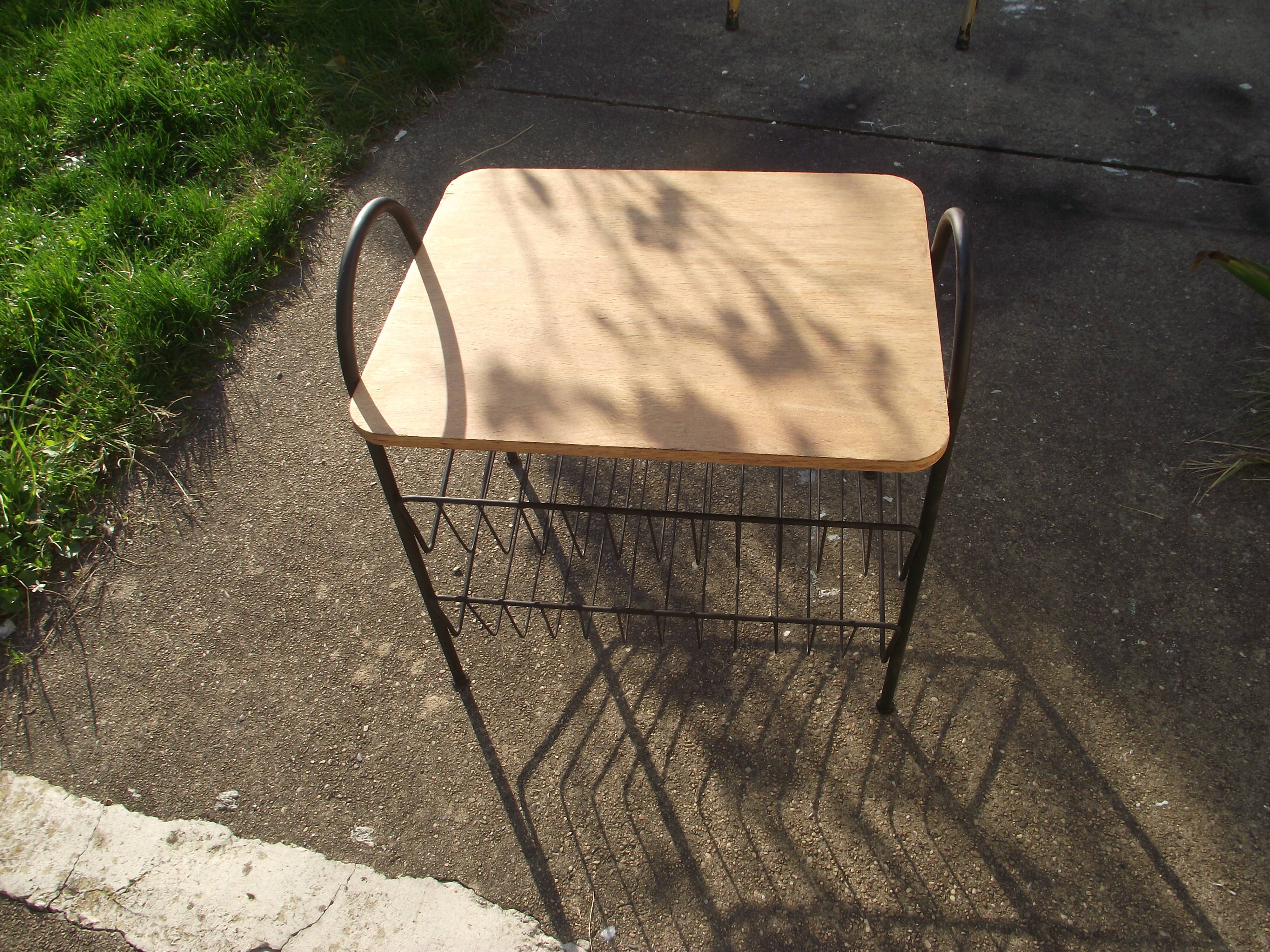 60s side table metal and wood