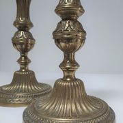 Pair of candle holders torches gilded bronze patinated style louis xvi period 19th century