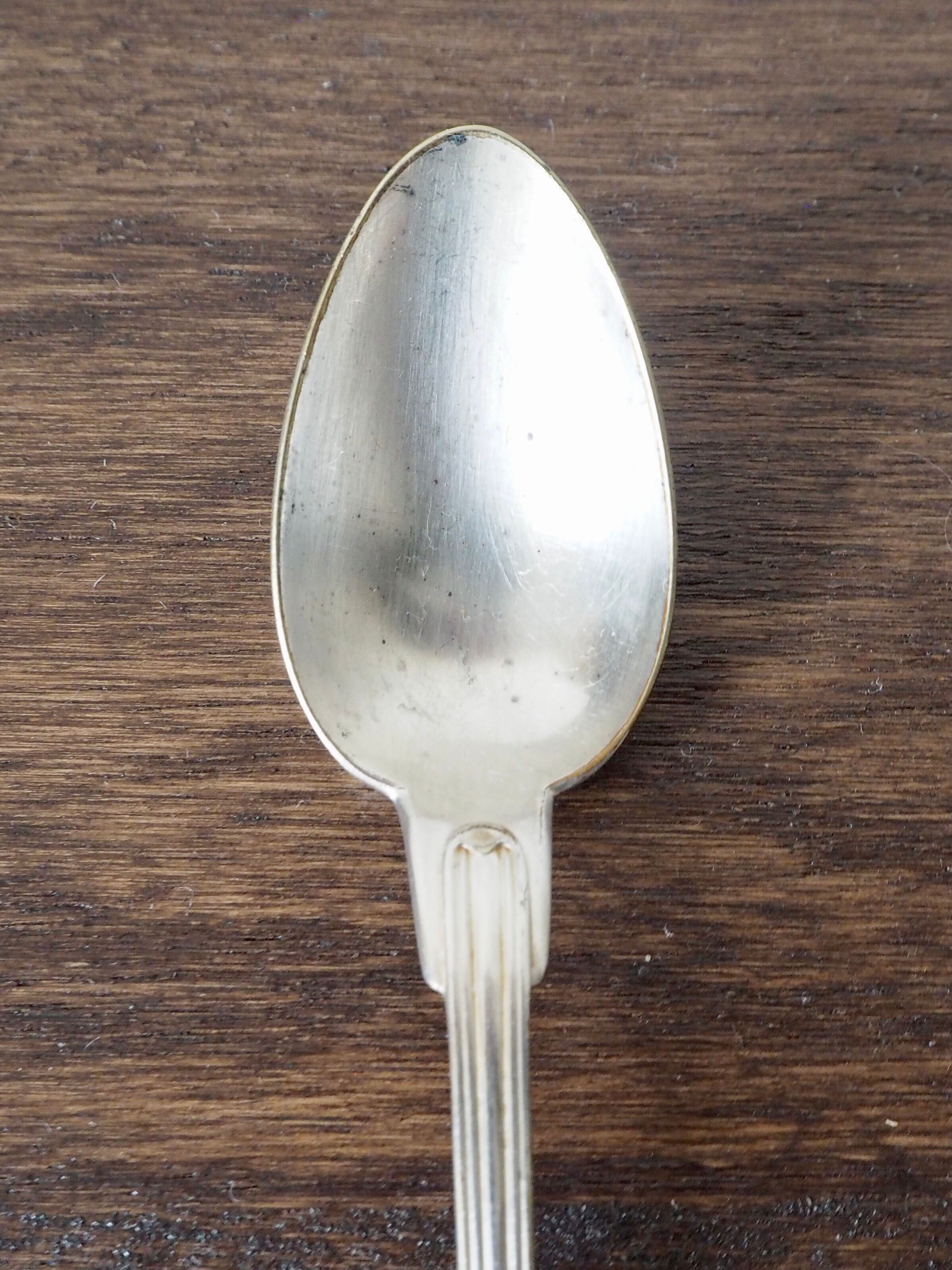 Set of 5 white metal spoons from the 20s