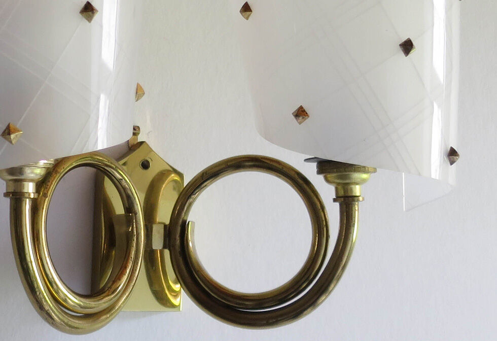Brass trumpet sconce