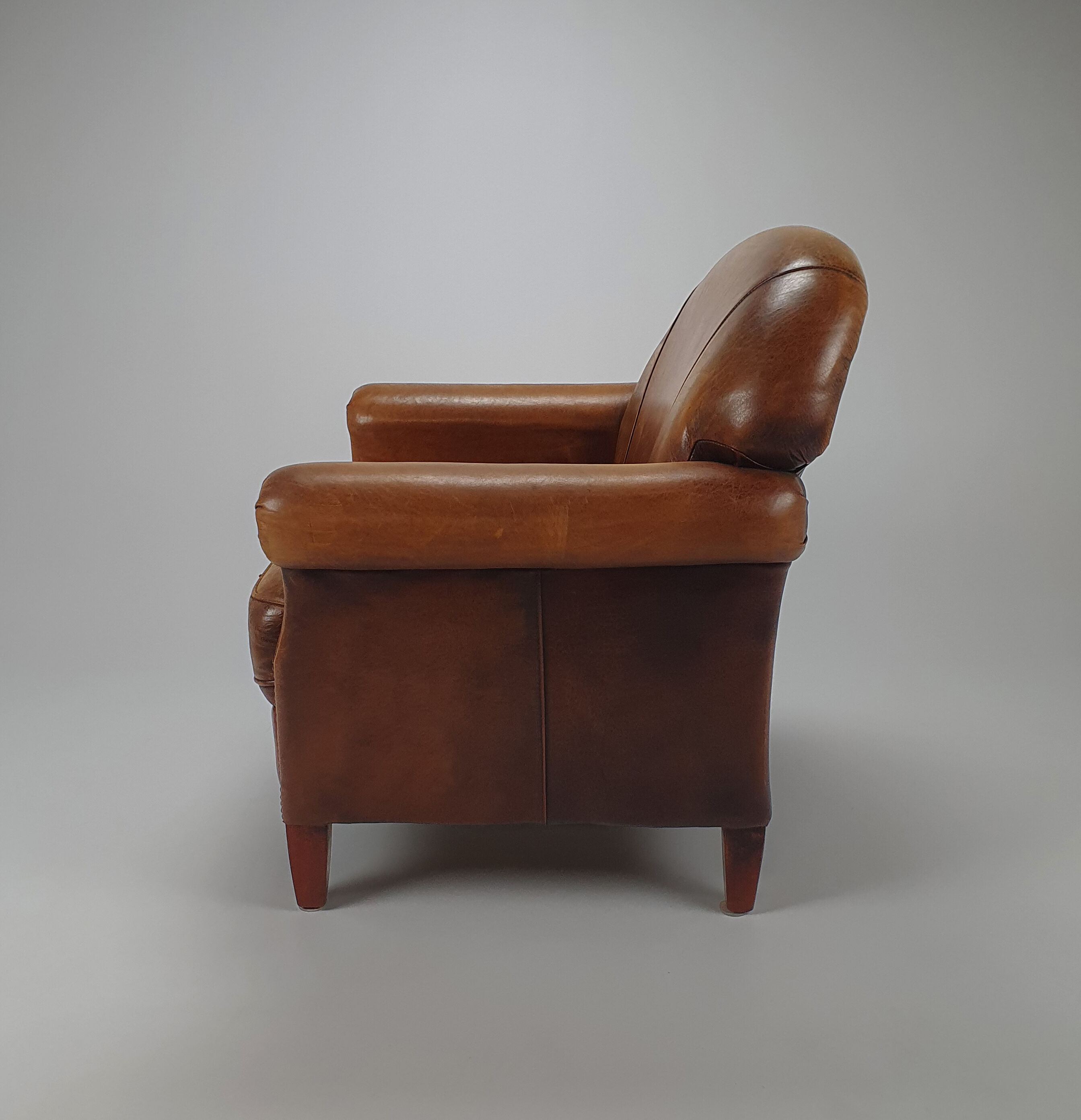 Fauteuil club en cuir de mouton vintage, années 1970