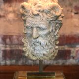 Neoclassical lamp face of the god Pan on Mount Altuglass and 50'S gold metal