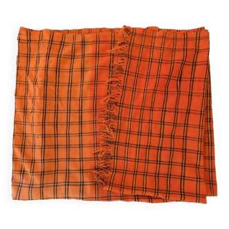 Berber orange checkered blanket - 163 x 333 cm