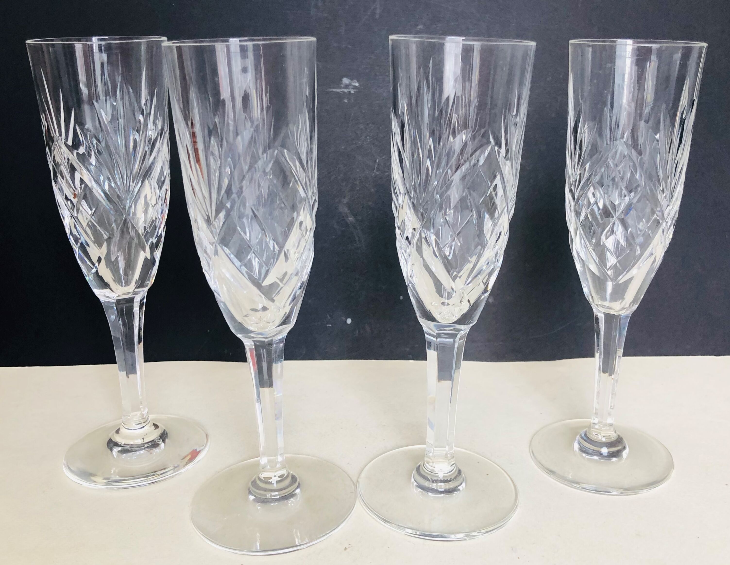 4 Champagne flutes in Saint Louis crystal