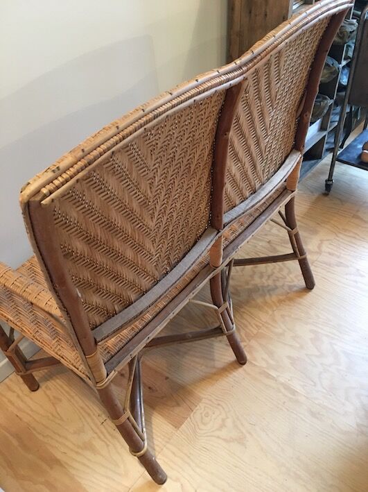 Rattan and wicker bench 1960