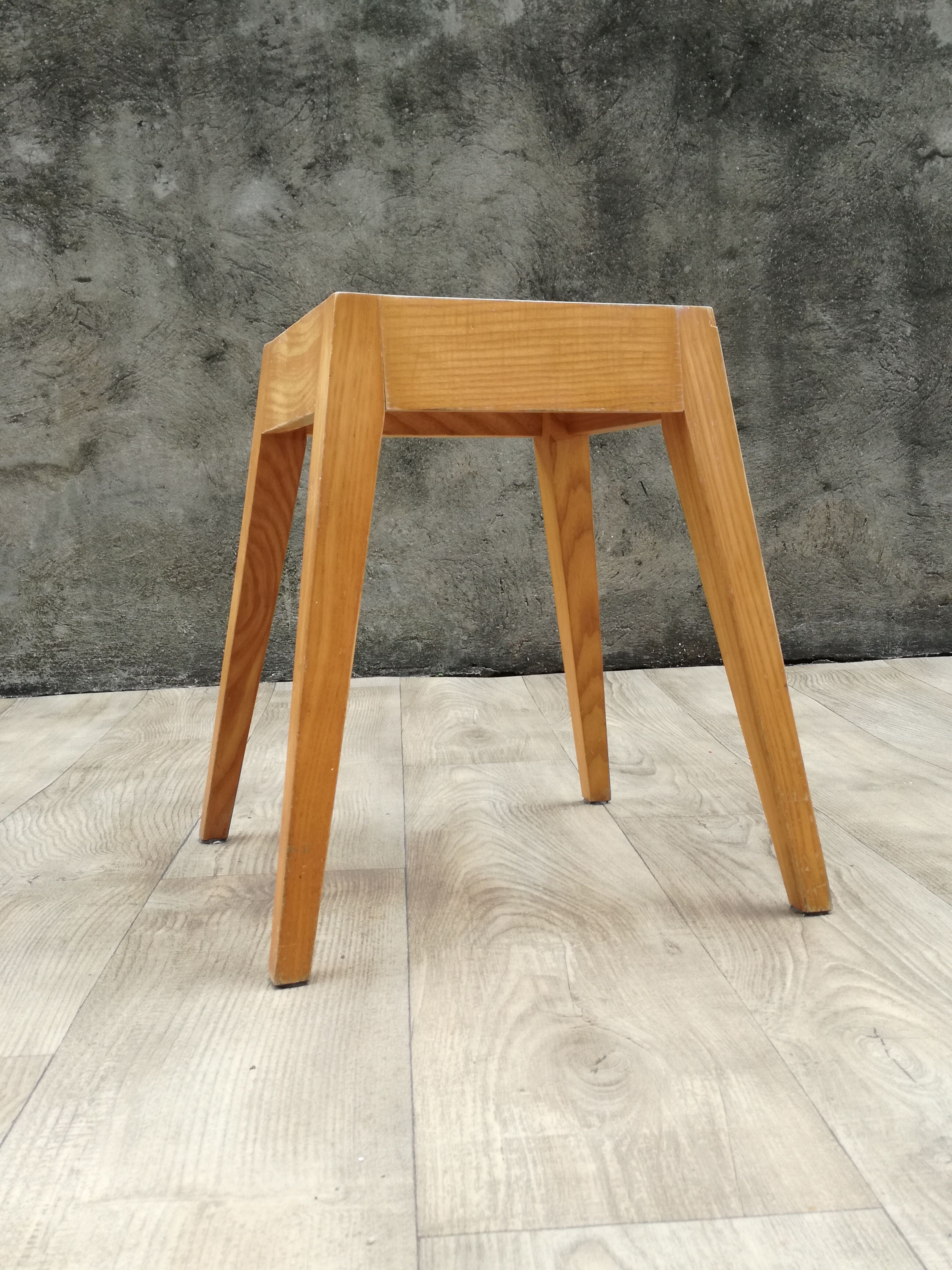 Vintage beech stool compass feet