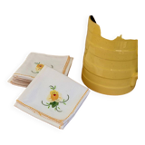 Lot de 8 serviettes de table à fleurs vintage