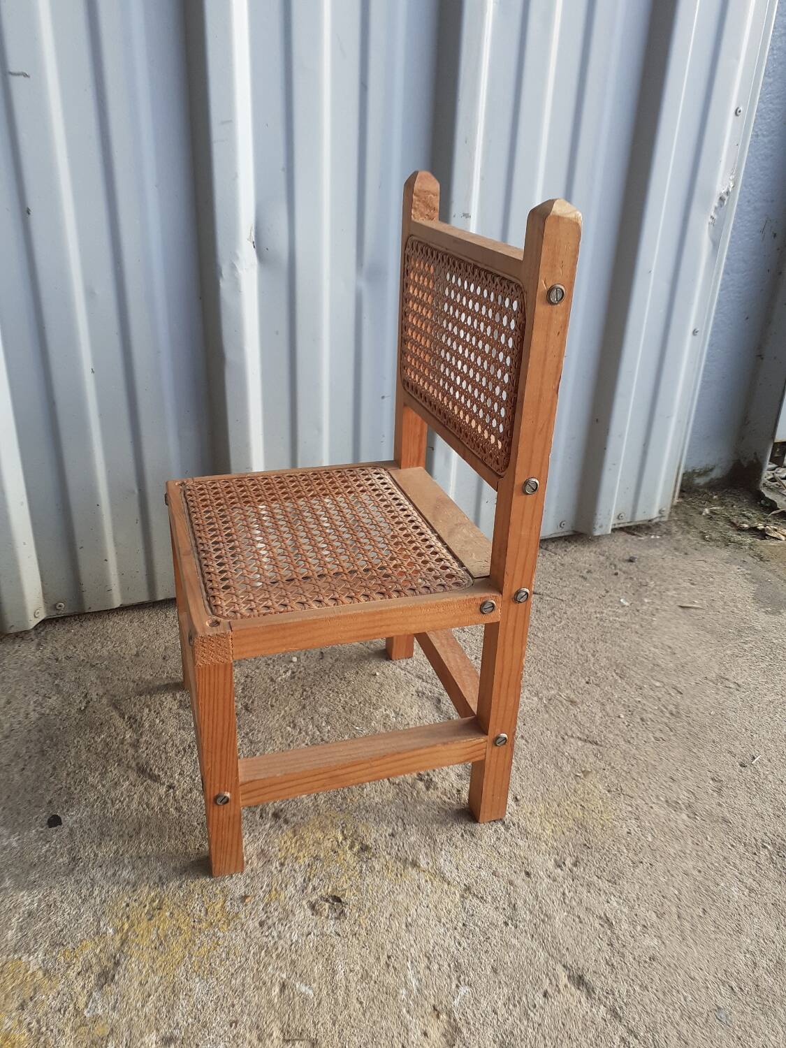Wooden and cane children's chair