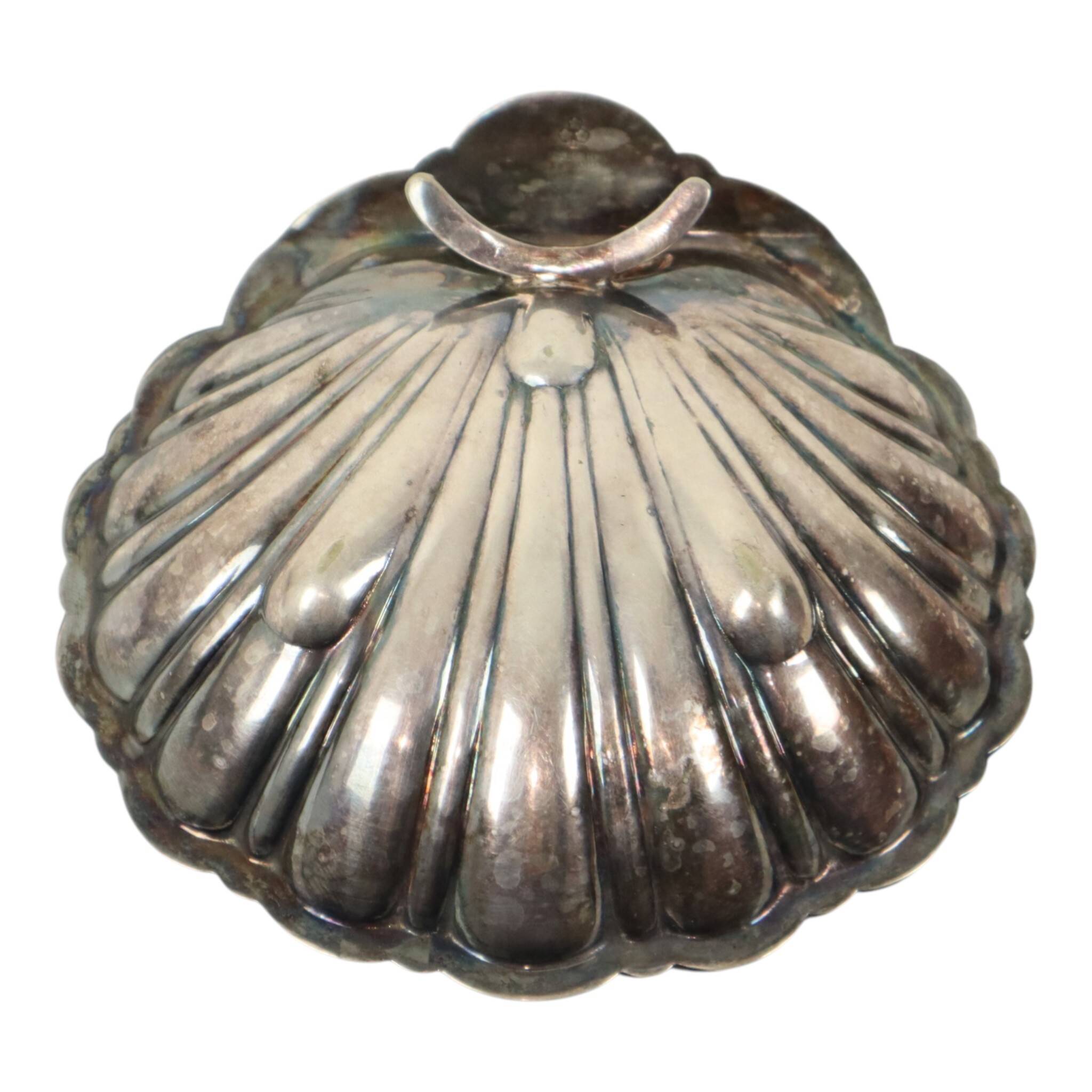 Silver-Plated Shell Butter Dish Caviar Holder Made in England