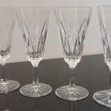 4 chiseled crystal flutes with vintage foot