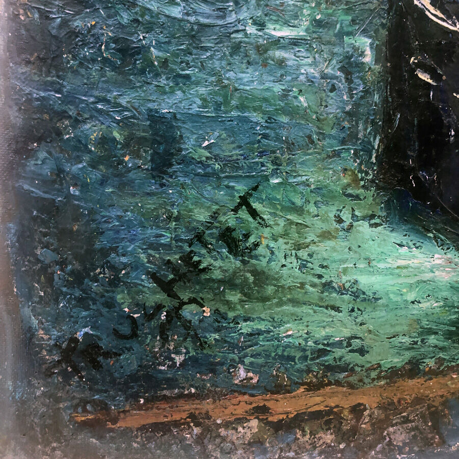 Painting "Les quais" 50's signed Truchetet