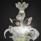 vintage Venetian chandelier, pink flower Murano glass, 1970s