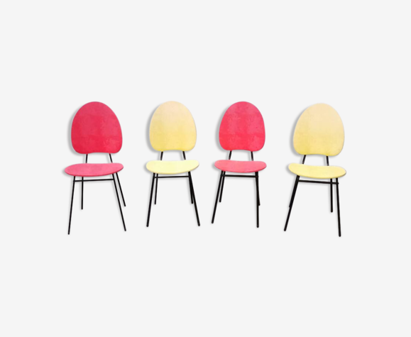 Série de 4 chaises vintage de couleur