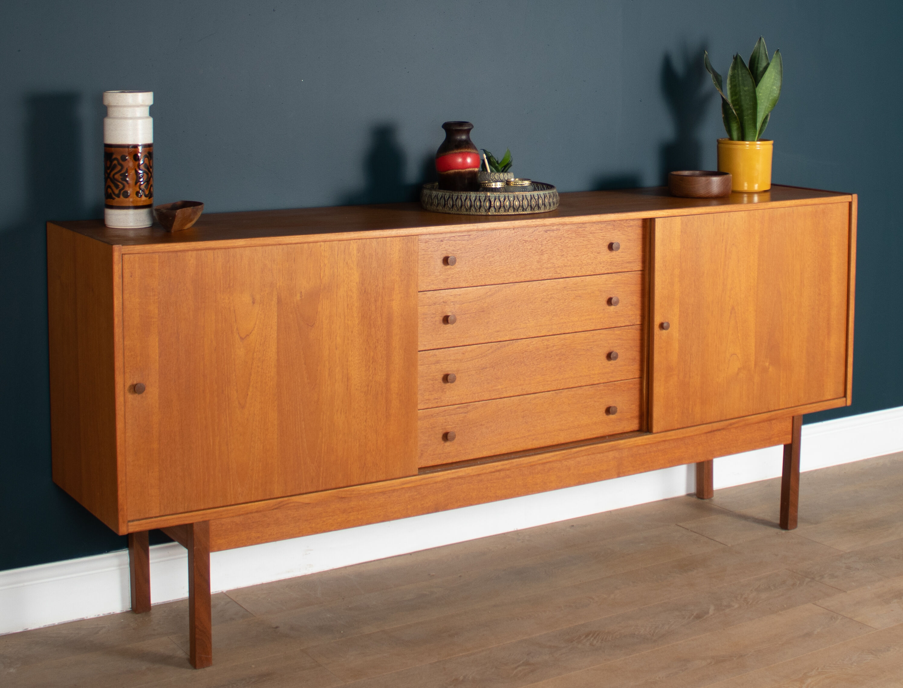 Restored Long Teak Retro 1960s Danish Sideboard