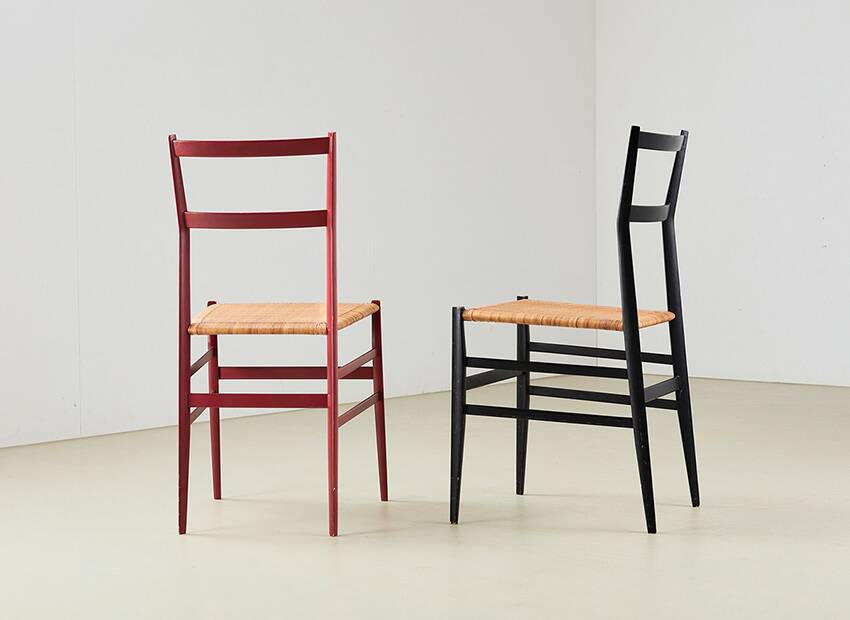 Gio Ponti Pair of Superleggera Chairs for Cassina Italy 1957