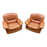 2 retro living room armchairs type club imitation leather design lounge 1960
