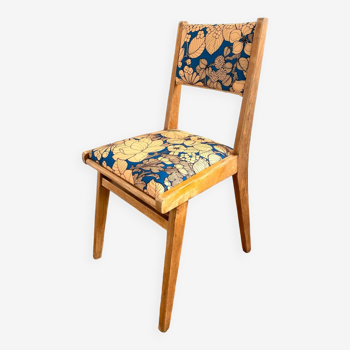 Chaise vintage en bois upcyclée - Suzie bleu azur