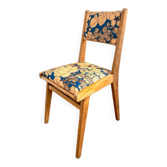 Chaise vintage en bois upcyclée - Suzie bleu azur