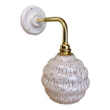 Vintage globe wall light in white Clichy glass