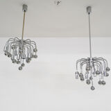 Set of two silver globes "Sputnik" design lights