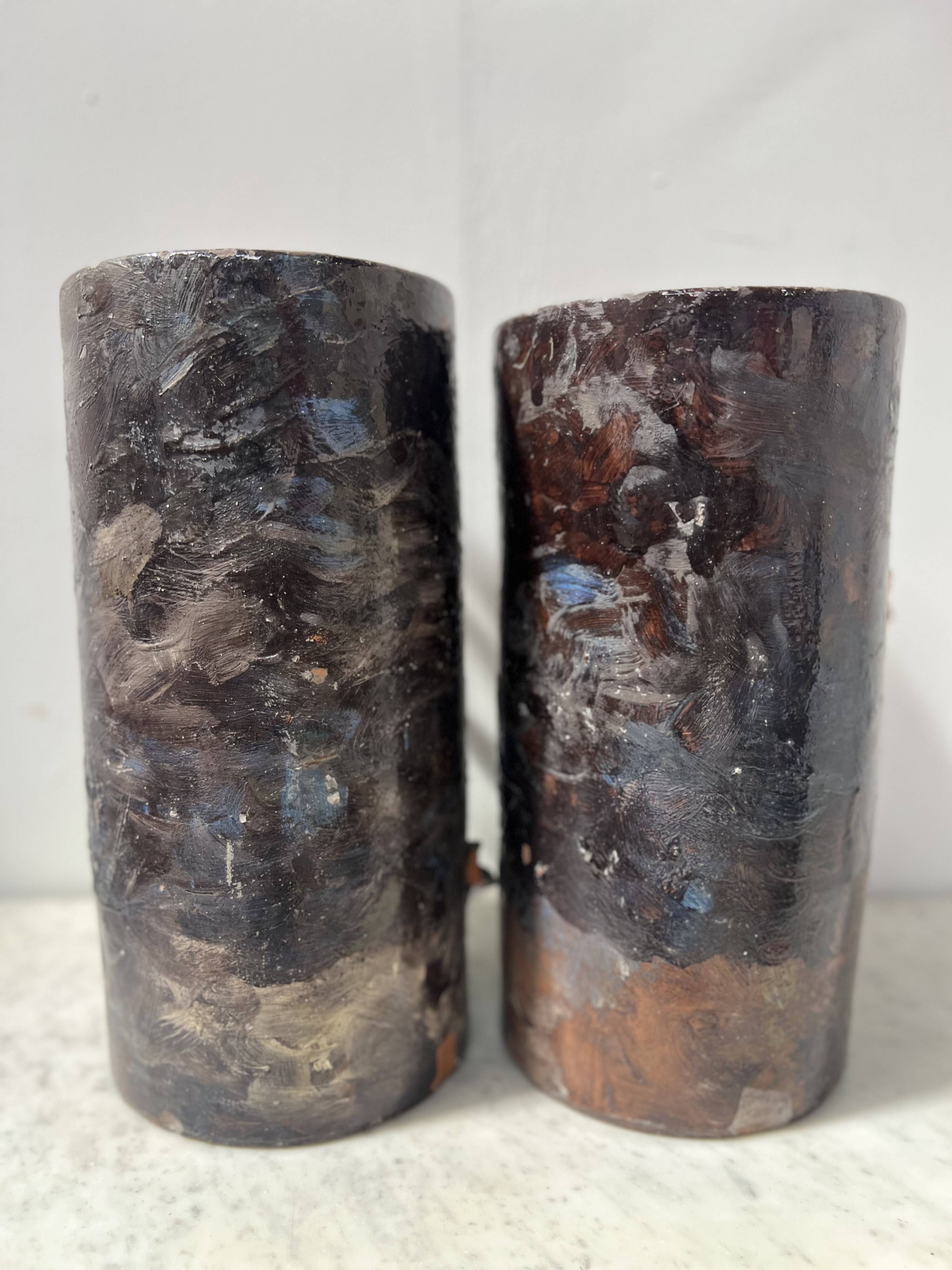 Pair of 20th century slip tube vases
