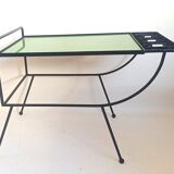 1960s side table with a lime green top, width 65.5 cm.