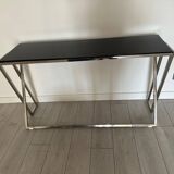 Designer console in glass and metal