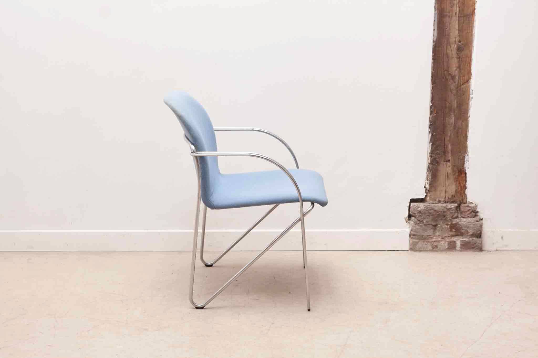 Blue and chrome 'Neon Light' armchair by Alfred Homann