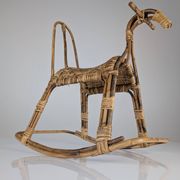 Children's rocking horse made of bamboo and rattan 1960s