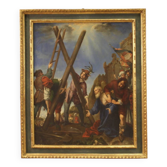 Grand tableau religieux du XIXème siècle, le martyre de saint André