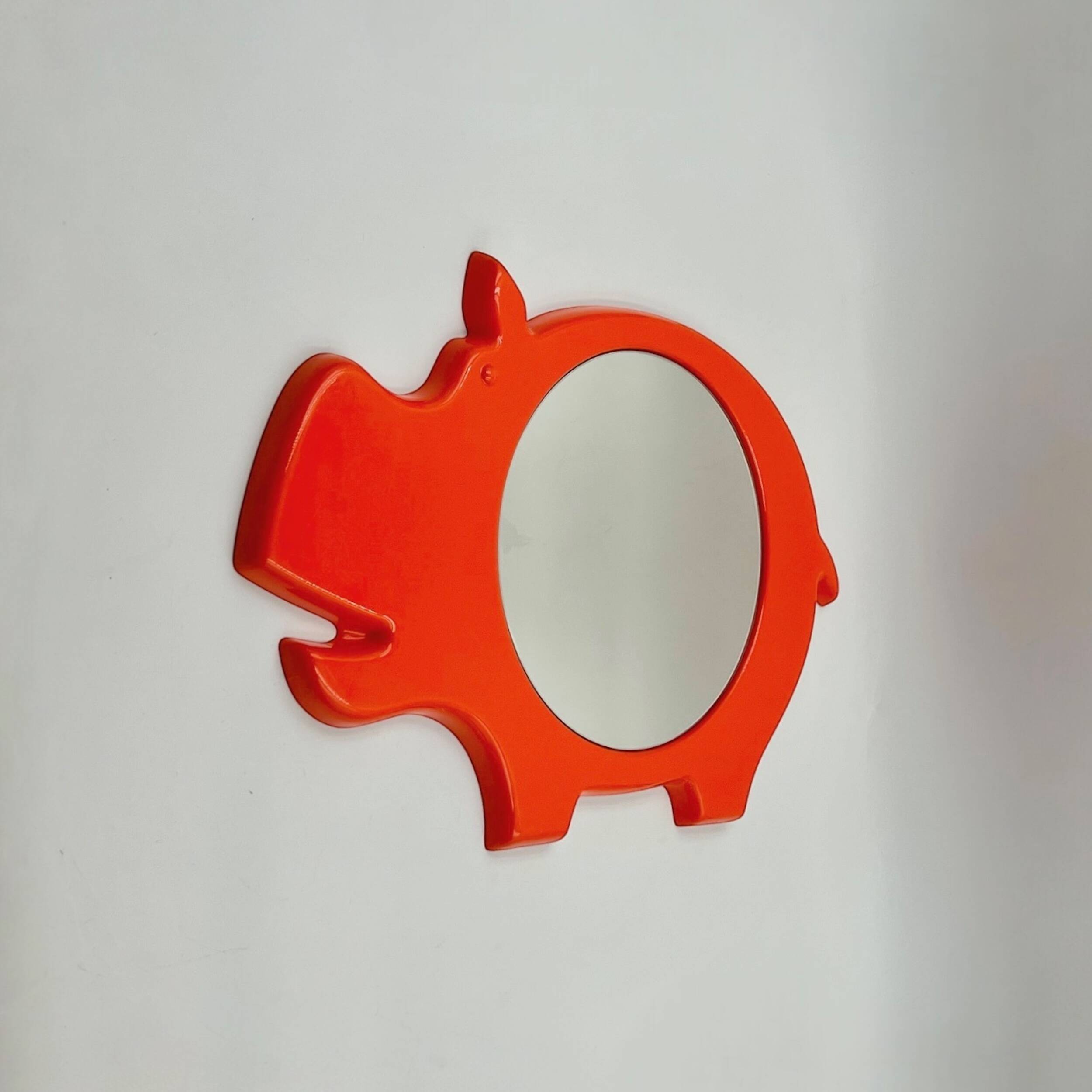 Space Age Wall Mirror with Hippo Shape Poss Denmark, 1960/70s