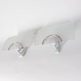 Pair of vintage 80s wall lamps in decorated glass Italian design