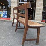 Large oak bench with back