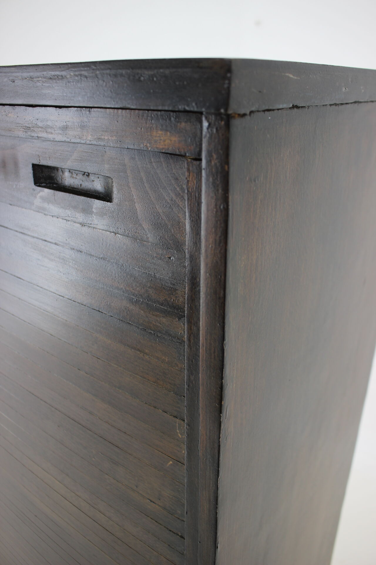 1960s beech tambour cabinet, czechoslovakia