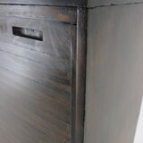 1960s beech tambour cabinet, czechoslovakia