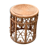 Side table in wicker rattan