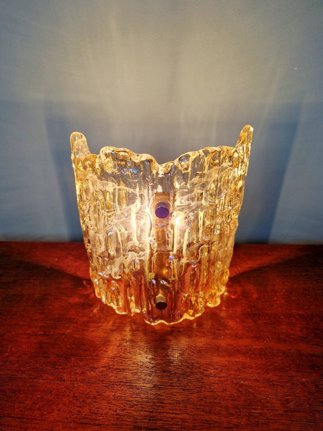 Amber glass wall lamp, design by Carl Fagerlund, Orrefors, 1960.