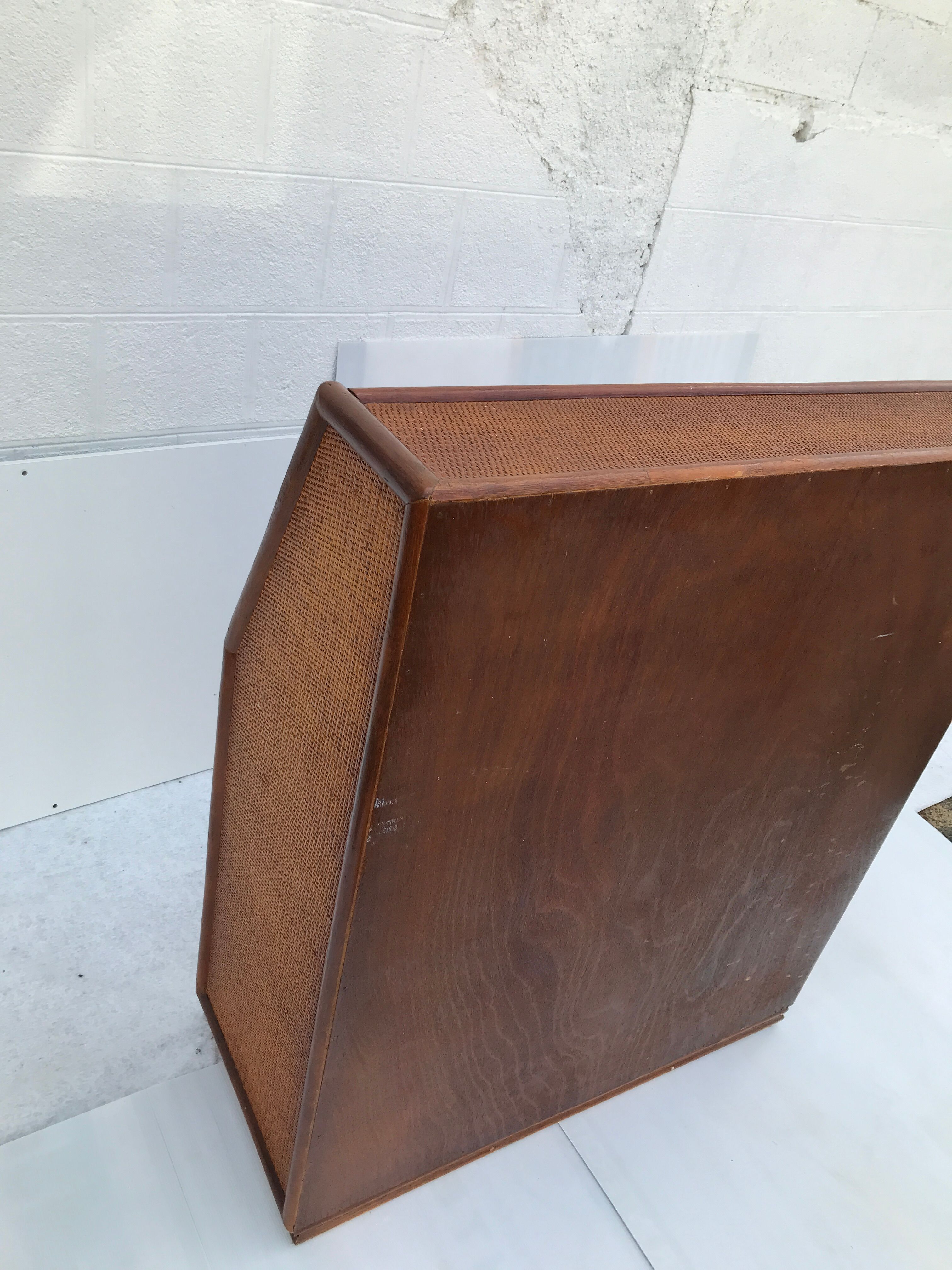 Vintage secretary and wicker rattan