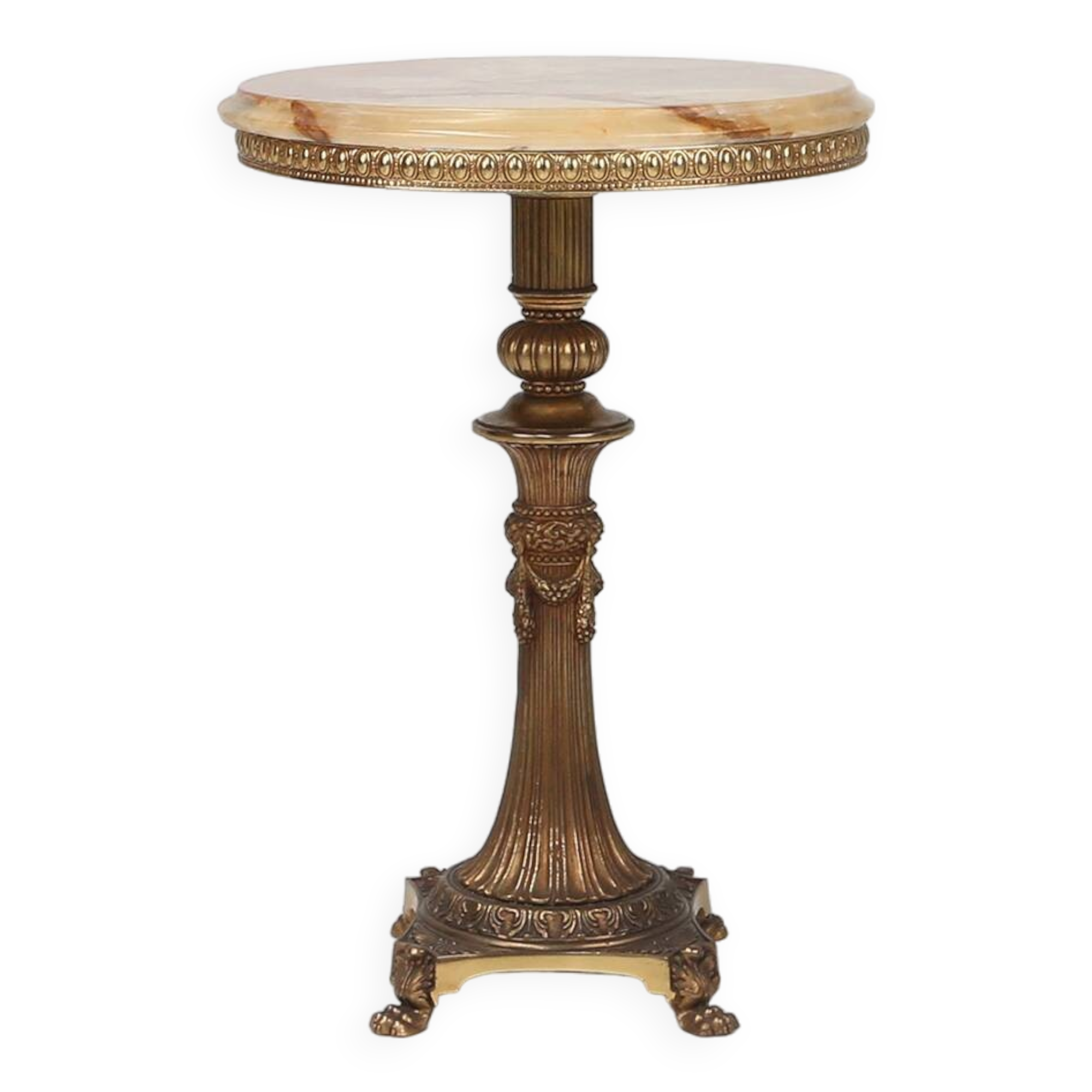 Beautiful brass side table with onyx marble top, France ca. 1950