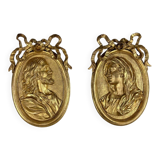 Pair of carved wooden medallions Louis XVI, 18th century