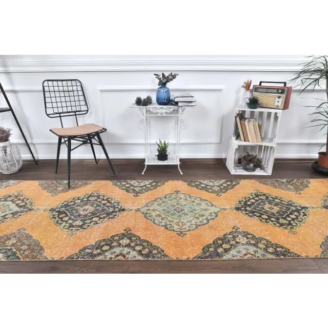 1960s Turkish Hand-Knotted Oriental Runner Rug 100x385