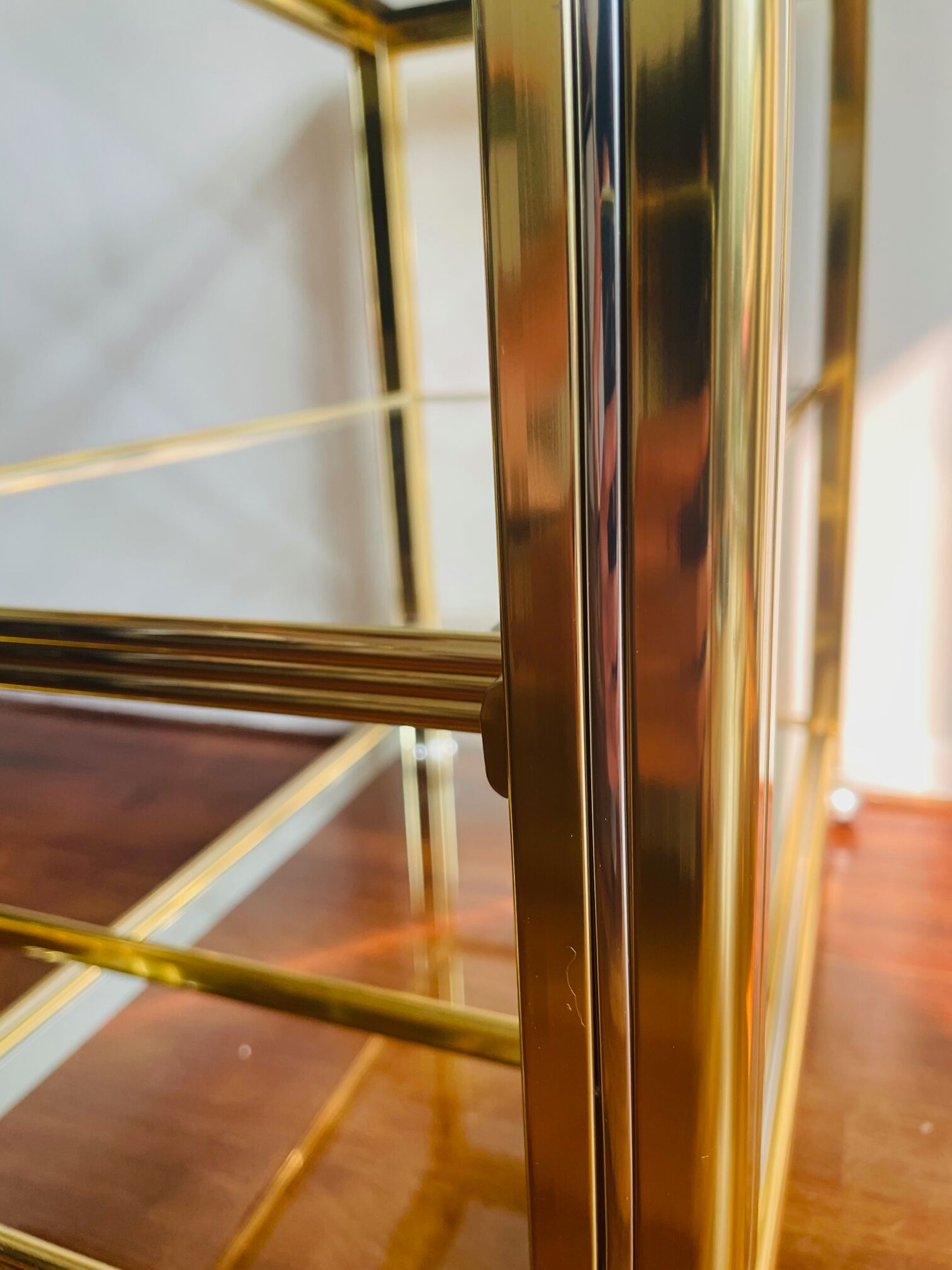 Vintage brass and glass bar cart, 1980