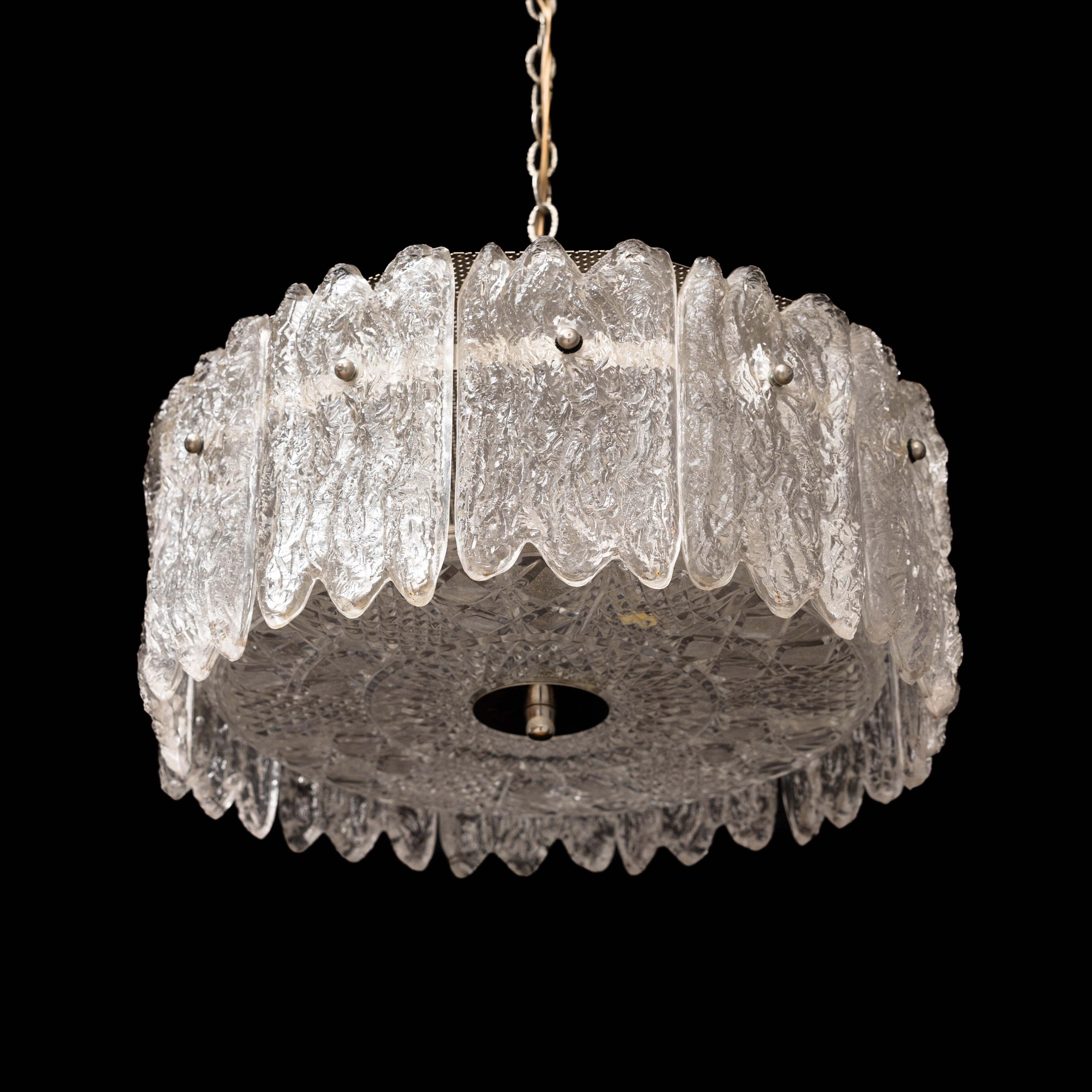 Carl Fagerlund Crystal Pendant Sculpted in Ice For Orrefors, Sweden 1960