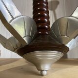 Art Deco chandelier 1930, 5 French art marble effect opalines
