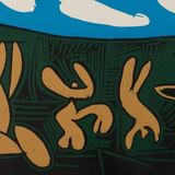 Pablo Picasso: Bacchanal, acrobats and bull, Linocut (1962)